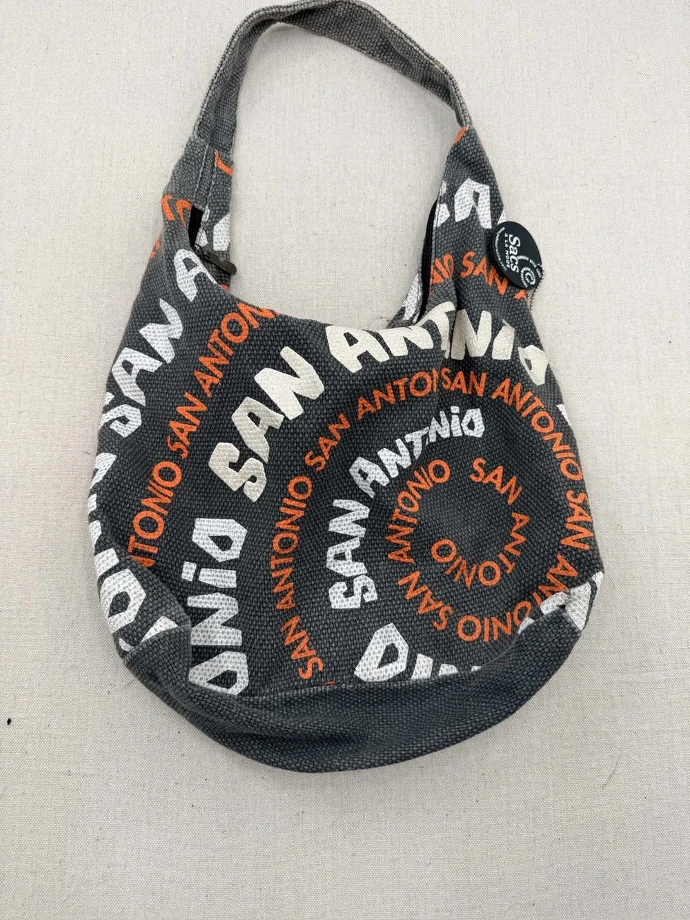 San Antonio Graphic Hobo Bag - Black & Orange